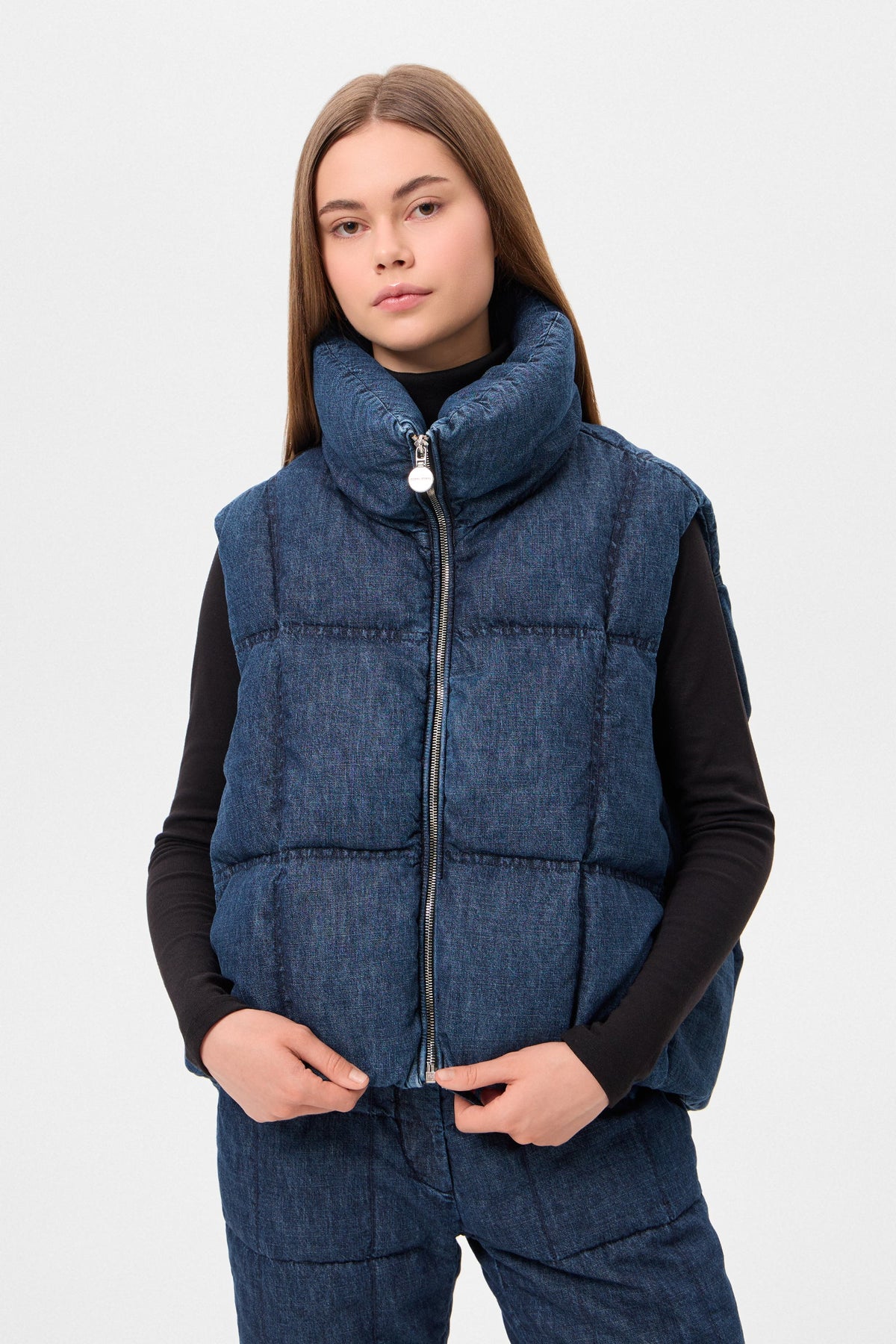 DENIM ZIP VEST BLUE - IENKI IENKI