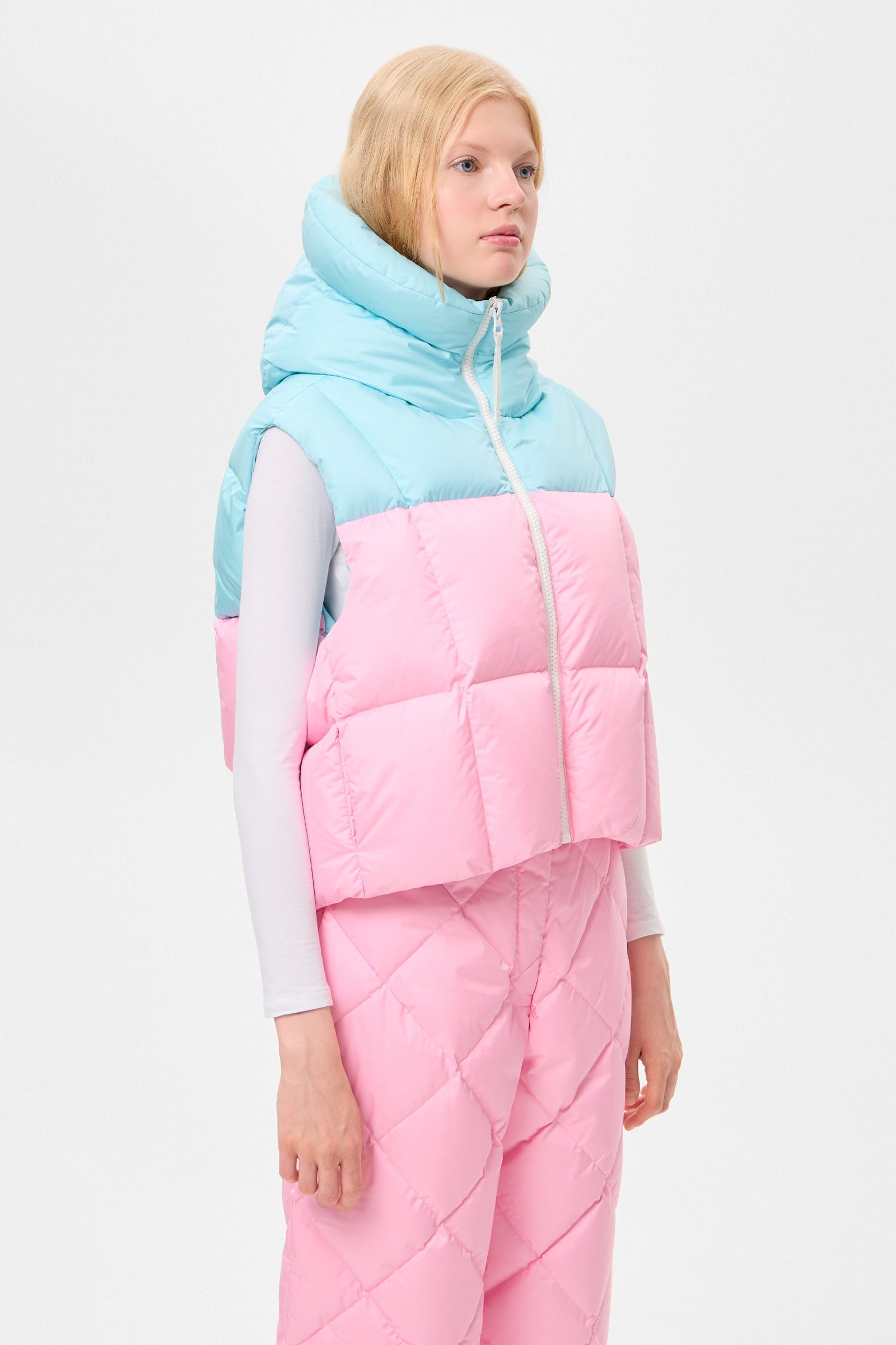 DOUBLE APRES SKI WENDY VEST TEC AQUA + PINK - IENKI IENKI