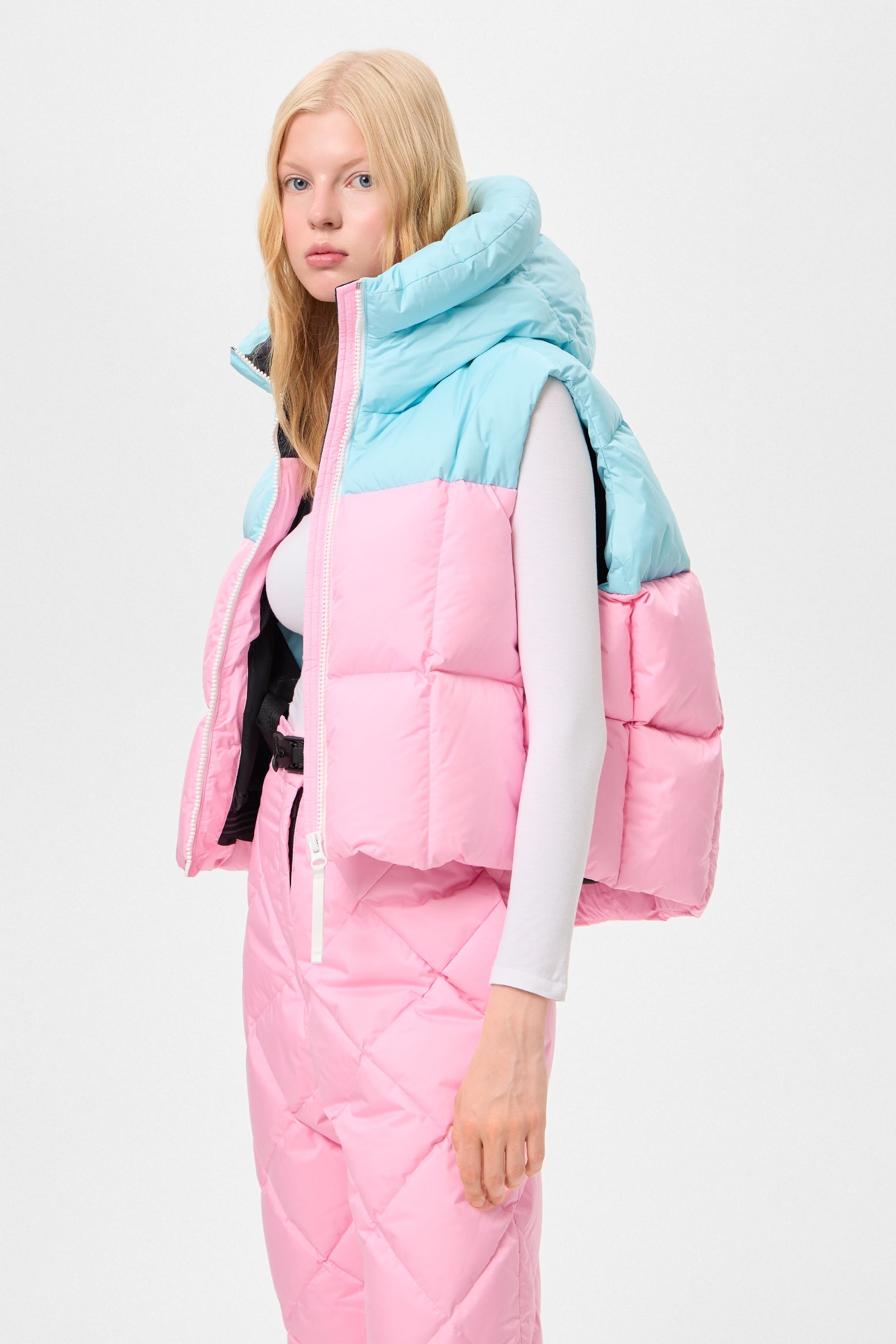 DOUBLE APRES SKI WENDY VEST TEC AQUA + PINK - IENKI IENKI