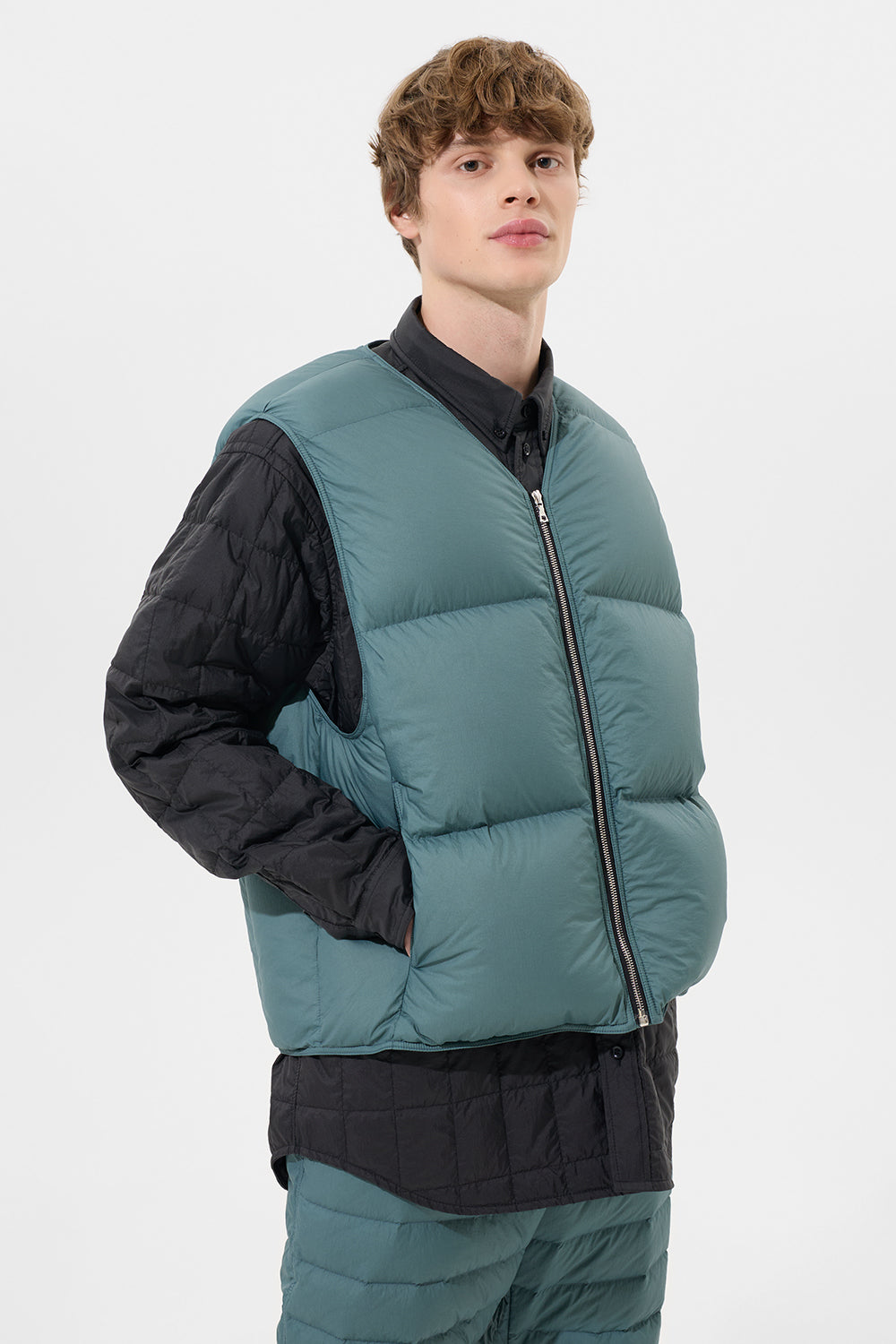 Zip Vest Man Micro Dark Blue