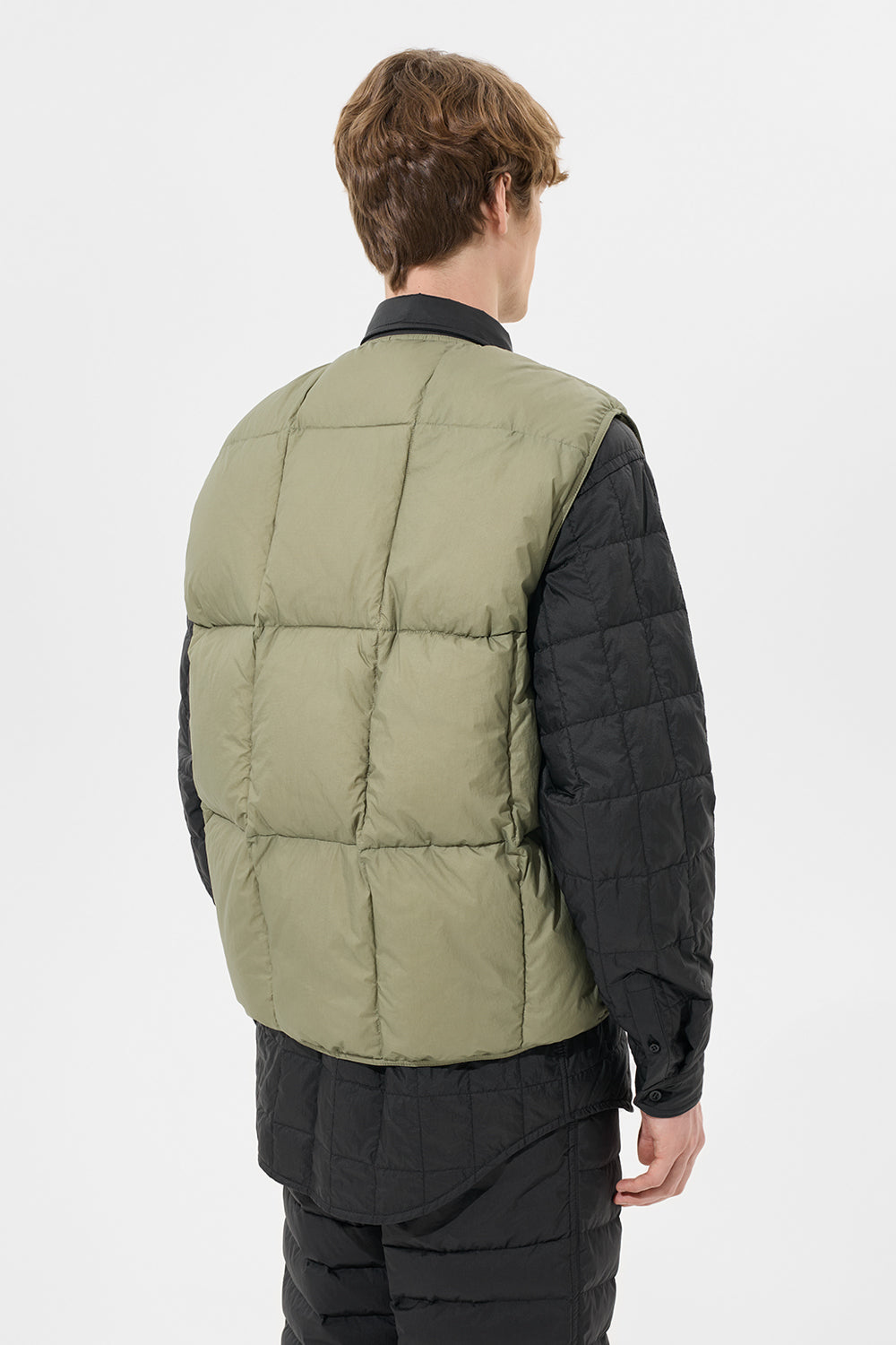 Zip Vest Man Micro Olive Green