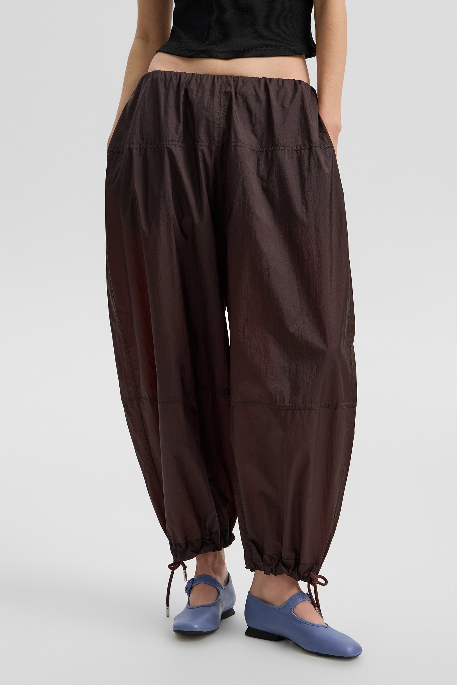 LIGHT BALLON PANTS MICRO BROWN - IENKI IENKI