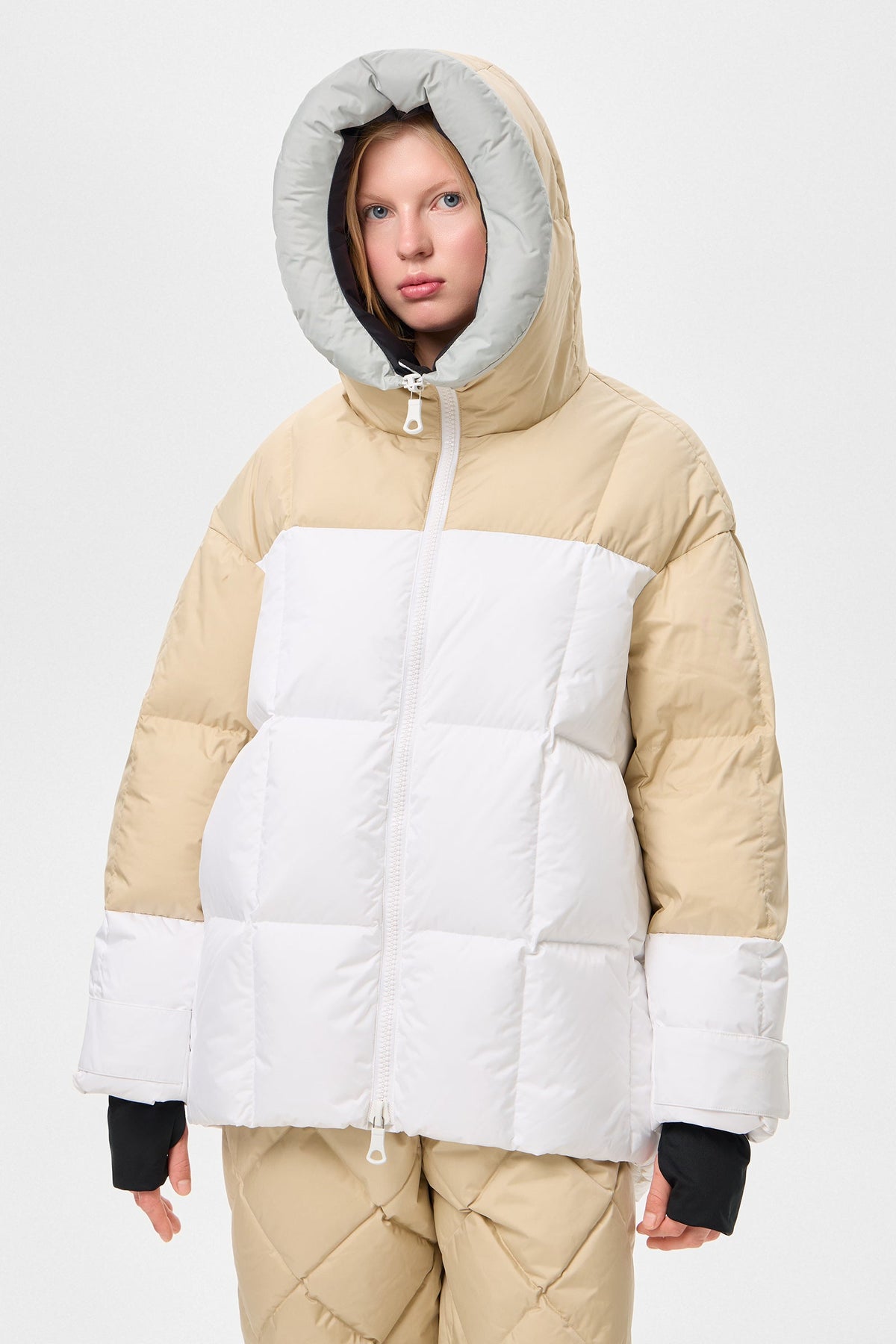 MULTI APRES SKI LONG WENDY JACKET TEC GREY + BEIGE + WHITE - IENKI IENKI