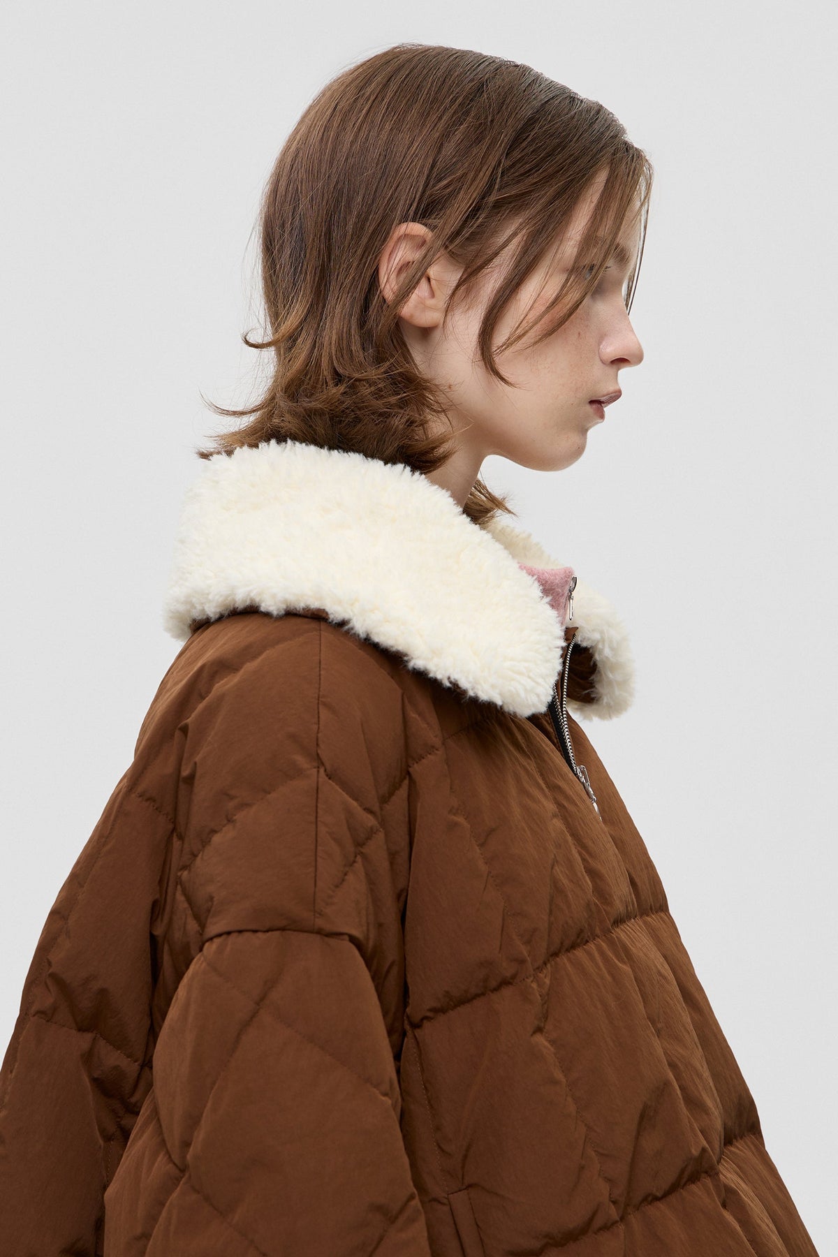 SHEARLING ARCO JACKET SCOOTER BROWN - IENKI IENKI