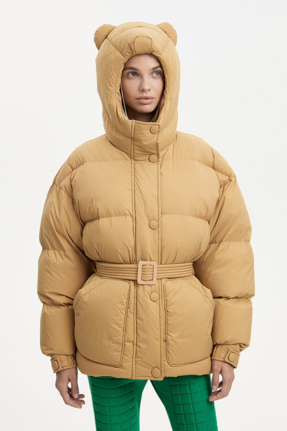 Bear white goose down yellow puffer jacket for winter 