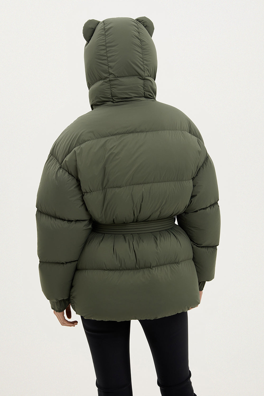 hooded green jacket with ears for cold weather